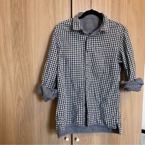 Banana Republic Reversible Button Up Shirt | Chambray and Gingham | M